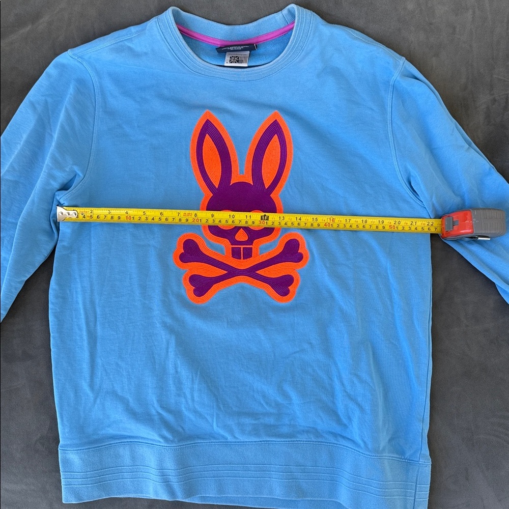 Psycho Bunny Light Blue Sweatshirt with Orange Logo - Picture 3 of 4